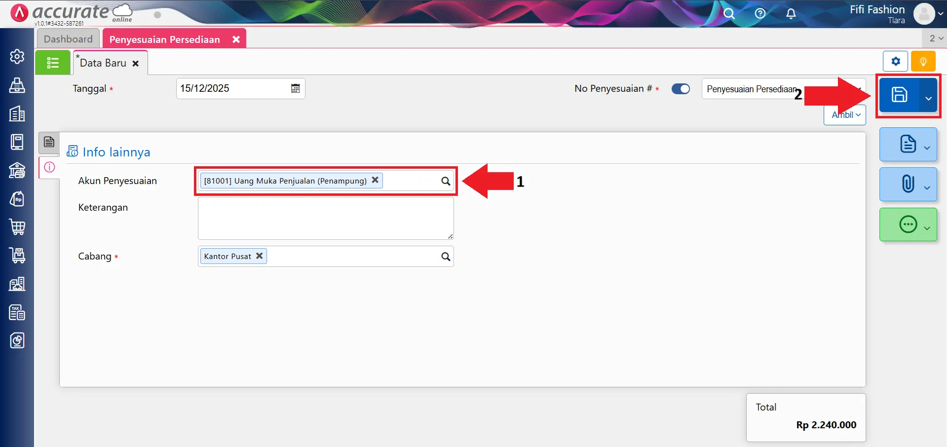 Mencatat uang muka penjualan berupa barang